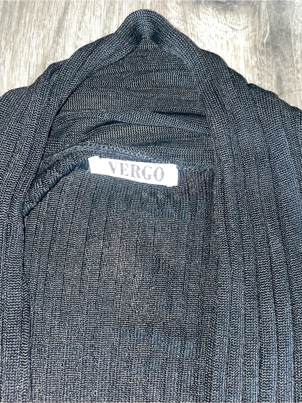 Black Ribbed Open Drape Cardigan - Picture 2 of 3